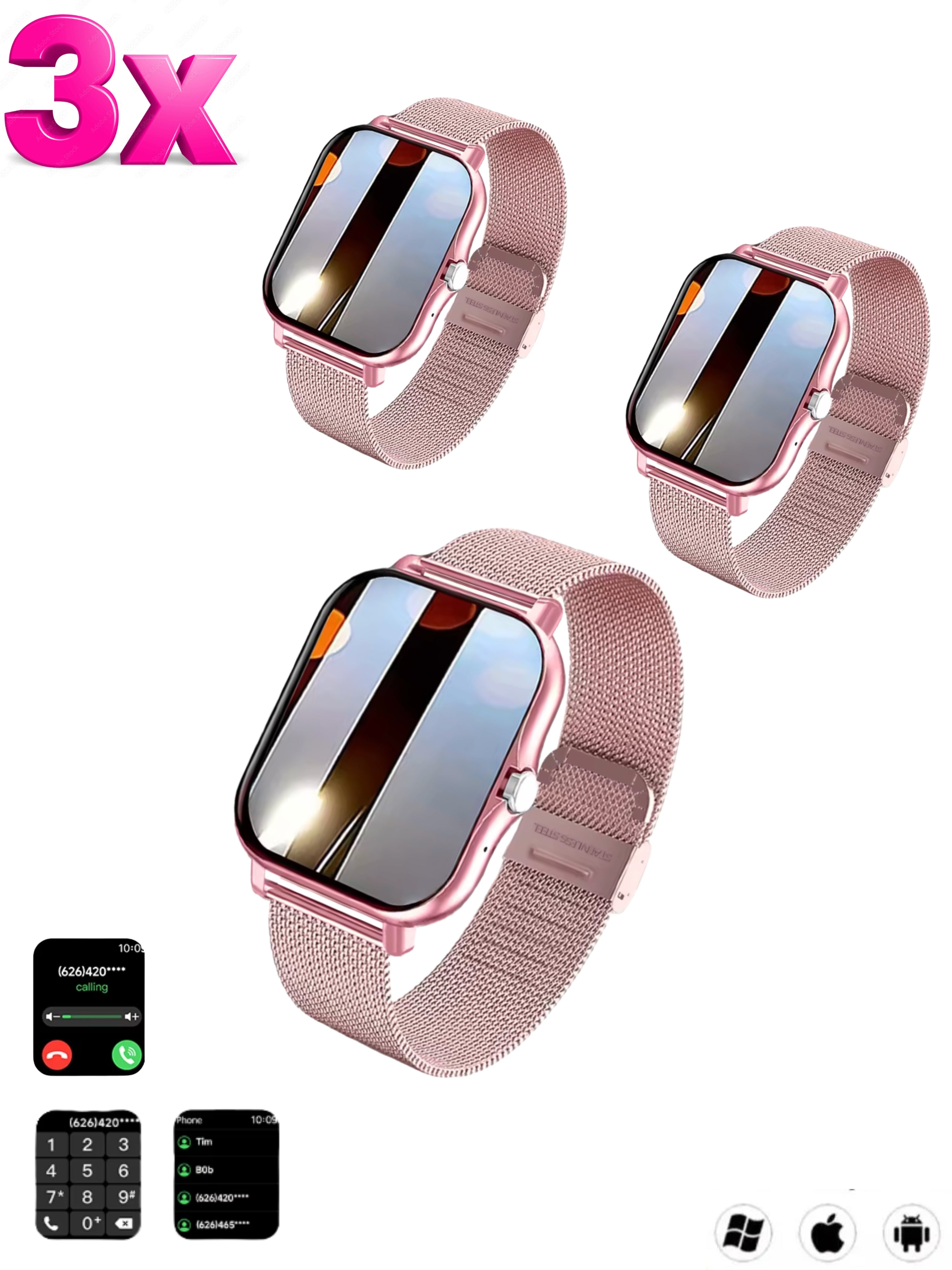 Combo 3 Smartwatch rosa