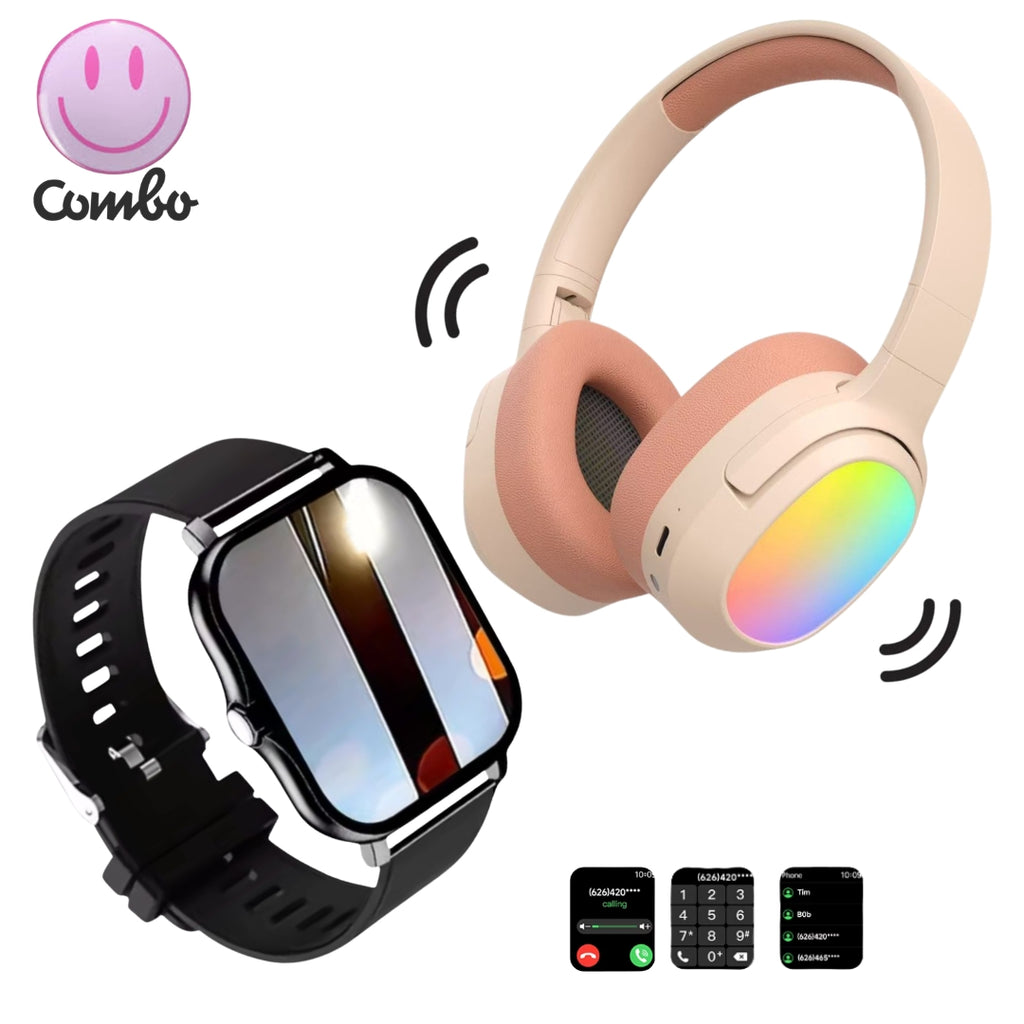 Diadema Lelisu rosa LED + smartwatch negro