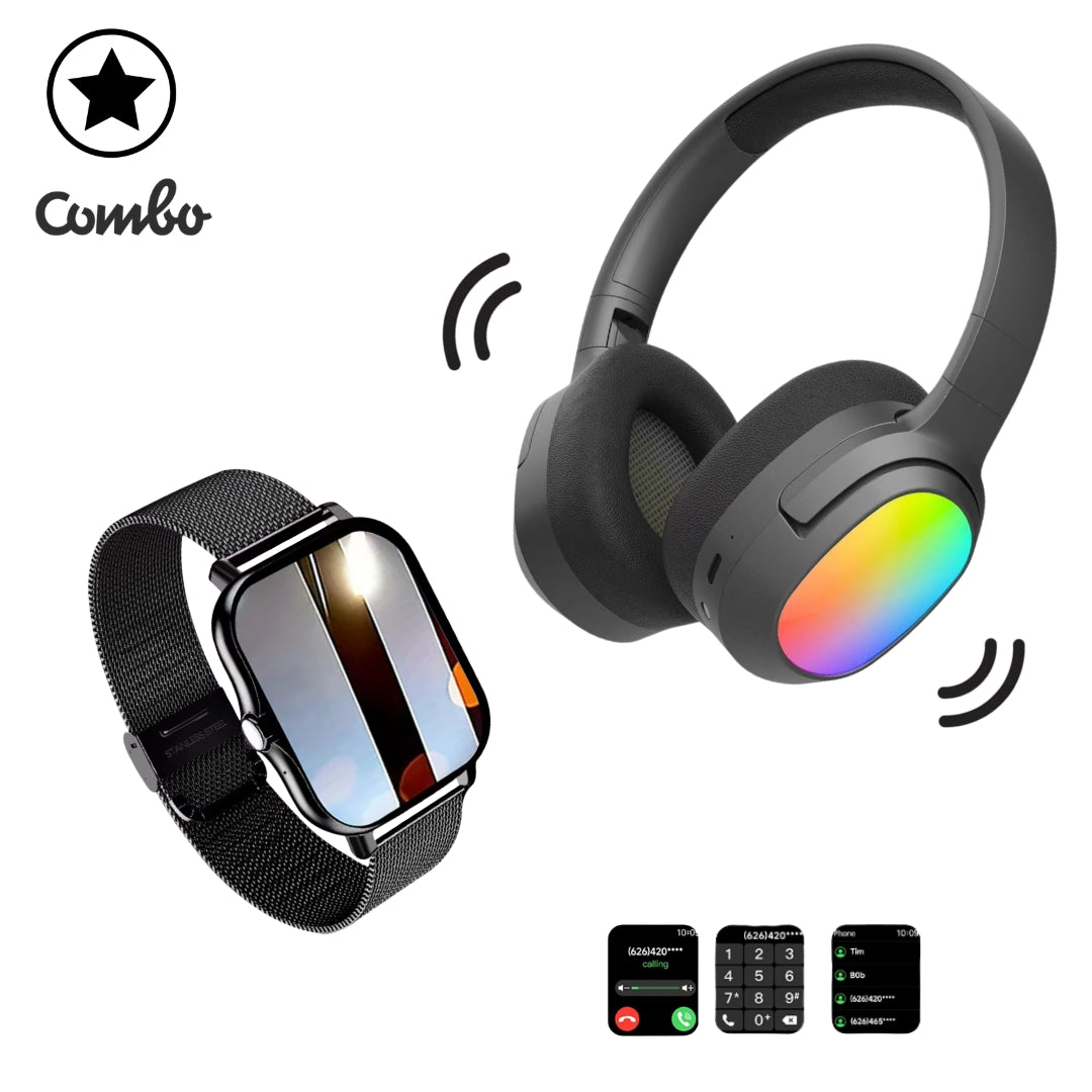 Diadema Lelisu negro LED + smartwatch negro