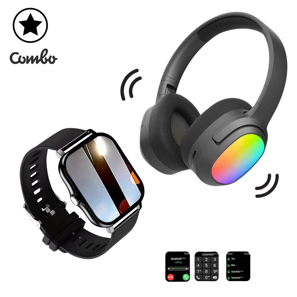 Diadema Lelisu negro LED + smartwatch negro