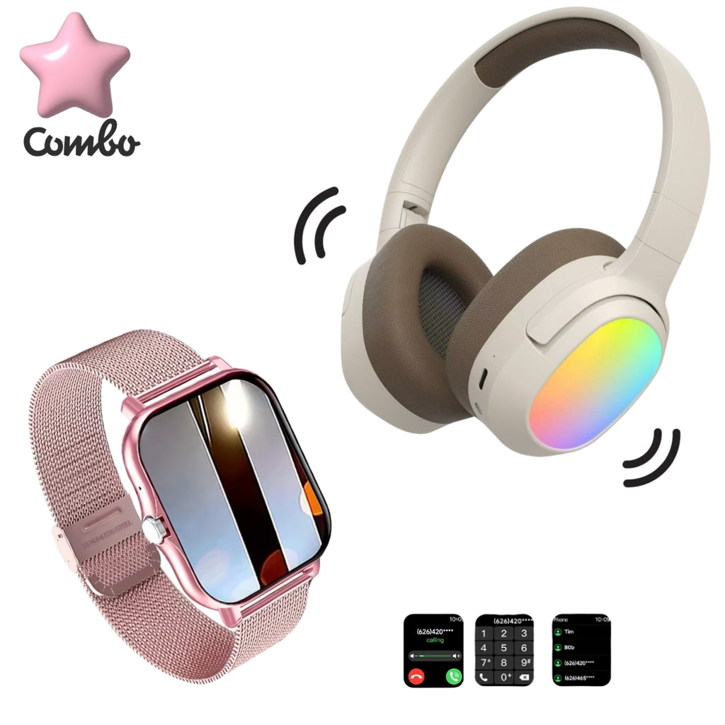 Diadema lelisu cafe + smartwatch rosa