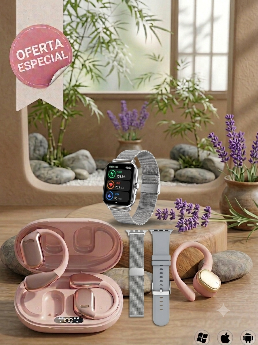 Smartwatch GRIS + M75 ROSA (combo)